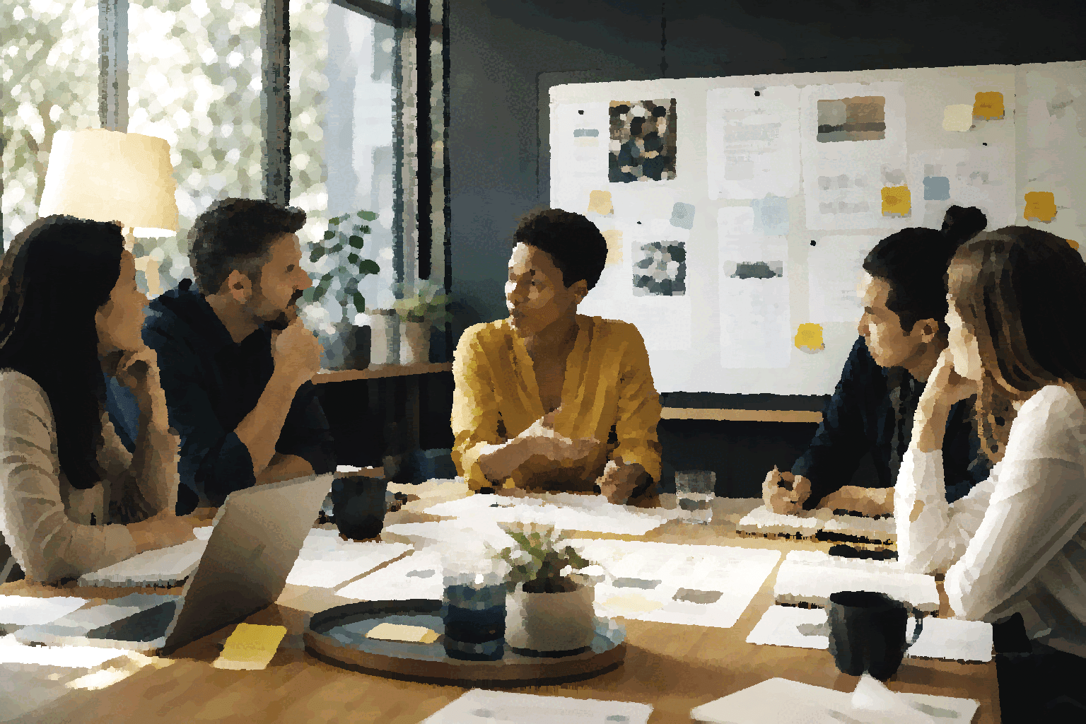 A daily work review where AI prepares context and artifacts while people retain approval.