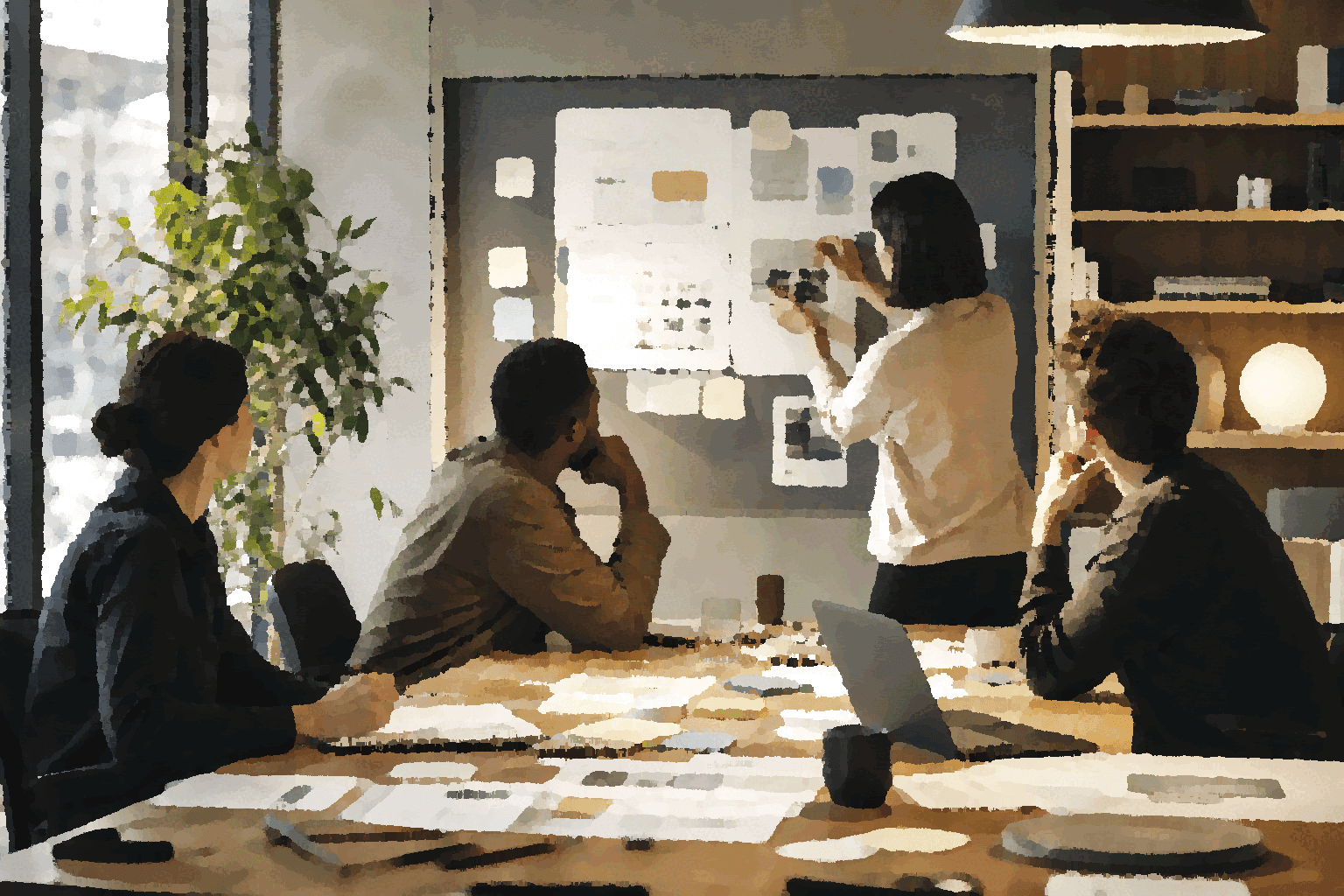 A team uses conversation to move from a message surface into a shared workspace with visible artifacts and follow-through.