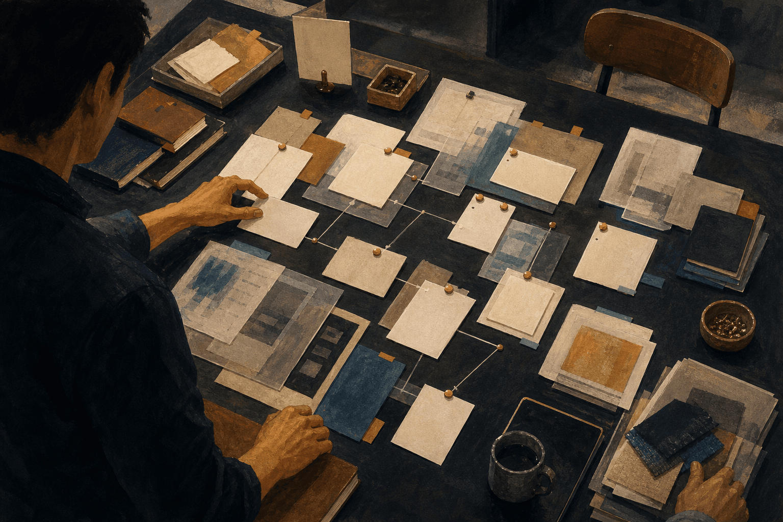 A founder's work surface connects product, trust, finance, and engineering artifacts into one operating map.